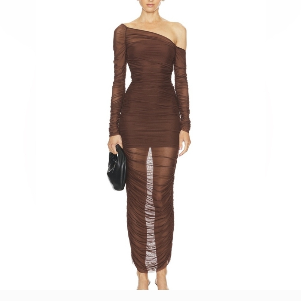 SER.O.YA Brown One-Shoulder Dress